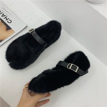 털신발 가을겨울에 플랫여두단화 호피무늬둥근빵신발 신고