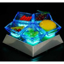 마른안주 접시 LED 과일접시 나눔접시 플레이트, 업그레이드된 사각형 4그리드