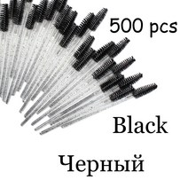 500Pcs 일회용 크리스탈 속눈썹 브러쉬 빗 아이 속눈썹 익스텐션 마스카라 봉스 전문 미용 도구, black