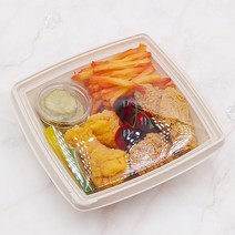 샐러드용기세트 소스컵포함 100개 사각샐러드포장용기, 단품, 단품