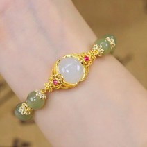 옥팔찌 비즈 원석 가넷 염주 빈티지 라이트 럭셔리 인조퍼 헤티안 옥 구슬 매력 팔찌 캐주얼 진주 지르콘 쥬얼리 여성