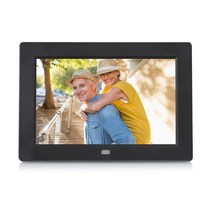 디지털액자 8 인치 1280x800 hd led 전자 뮤직 비디오 재생 알람 시계, uk 플러그, 블랙