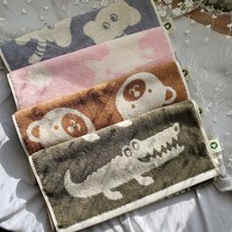 [코튼알리오]무형광 유기농 오가닉타올 동물캐릭터4장, 악어4장, 4개