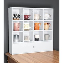 컵 수납 정리함 진열대 찻잔 머그컵 정리대 디스플레이, 화이트 60x60x17