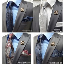 맵시타이 헤질리&행거치프 세트 체크넥타이