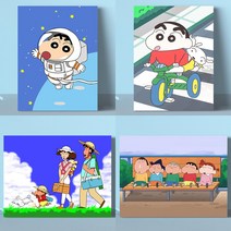 DIY 짱구 유화 그림 그리기 캔버스 명화 디즈니피포 지브리 아트 페인팅, 3번, 45X60(내부프레임)