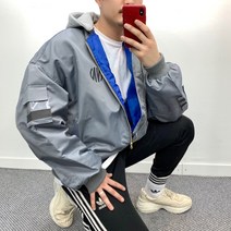 파블럼 NN 스카치 라인 포켓 오버핏 후드 항공점퍼 남녀공용 2col