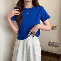 트렌드 컬러 작은 키 라운드넥 어디에나 매치하면 날씬해 보이는 하이넥 반팔 티셔츠 13컬러 bi입