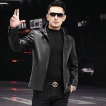 남성양가죽자켓 미니멀 레더 재킷 간절기아우터 후드 집업 지퍼 캐주얼