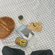 양면방수 소풍 감성 체크 돗자리(4색) 텐트 용품 장비 차박 휴대용 백패킹, 그레이150X150