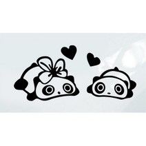 판다 차량 스티커 자동차 창문 데코 포인트 카라반스티커 트레일러스티커 경차꾸미기, 블랙