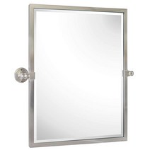 TEHOME 58.4 x 61.0cm(23 x 24인치) 브러시드 니켈 금속 프레임 피벗 직사각형 욕실 거울 스테인리스 스틸 틸트 베벨 화장대 벽용, Brushed Nickel_23x24