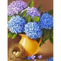여름의 꽃 수국 보석십자수 핑크 보라 꽃다발 꽃병 열정 에너지 넘치고 사랑 담아있는 자양화 유화감그림 북유럽 감성 집들이 개업선물용 집콕취미 구슬 비즈 DIY키트 액자없음, 수국꽃다발04번, 80*100cm