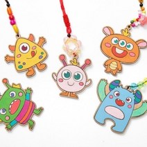 [ATOZ]미술재료 초등 나무목걸이 만들기 목걸이 외계인 줄, 위티/검정색