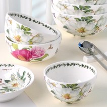 본차이나 공기 대접 면기 반찬 그릇 식기 5P세트, 선택08-본차이나 로즈 면기 5P세트