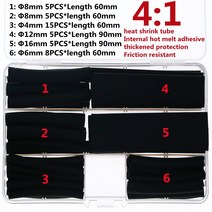 유단포 보온 물주머니 핫팩 탕파 열 수축 이중 벽 튜브 접착제 포함 5 미터 4:1 튜브 6 8 12 16 24 40 52 72, 02 43pcs a box, 43pcs a box