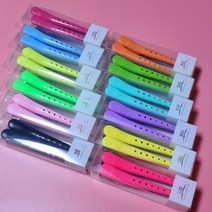 헤어핀셋 12컬러 디자이너 전문가용 악어핀셋 1세트(2pcs), 형광노랑