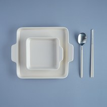 모던플러스 사각 플레이팅접시, 크림화이트