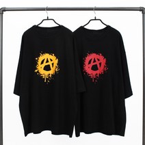 레어코드 스트릿 힙한 원 페인트 남녀공용 감성 나염 오버핏 박스티 반팔티
