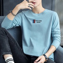 자칠 남성용 영문 레터링 면 긴팔 티셔츠