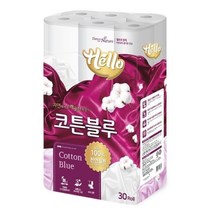 헬로 코튼블루 3겹 천연펄프 20m 30롤, 1팩