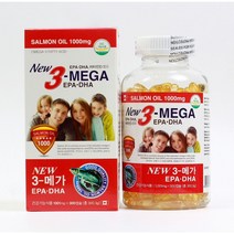 NEW 3-메가(EPA DHA 비티민E 함유)오메가3 Salmon oil 1000mg, 1개, 301.2g, 300캡슐