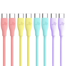 아이엔조이 60W 마카롱 PD C to C타입 고속 충전 케이블 혼합색 4개입, 1.2m