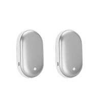 충전손난로 충전핫팩 전자손난로 1-2pcs 미니 핸드 워머 5200mah 식 겨울 핸드 헬드 워머 2-in-1 히터 모바일 파워 포켓 미니 전기 히터 55 ℃, 실버 2pcs