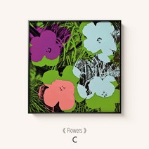 팝아트 거장 앤디워홀 플라워 꽃, 연한나무색원목외틀, C타입