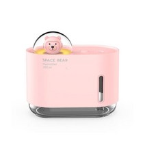 300ml 공간 곰 귀여운 usb 미니 가습기 초음파 미스트 작은 개인 데스크탑 공기가습기 디퓨저 침실, 분홍색