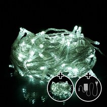 탄탄 LED 100구 AC220V 연결 크리스마스 트리전구 (2개) + 점멸잭 (1개) 세트, 투명선/백색
