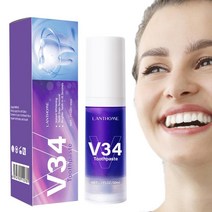 셀프치아미백 이빨 미백 키트 치과 색상 수정 V34 치약 30ml 보라색 치아 색 교정기, 1개