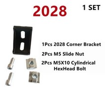 알루미늄 프로파일 커넥터 세트 20 30 40 시리즈 코너 브래킷 육각 플랜지 너트 T 볼트 나사 슬라이드 너트 1 세트 2028 3030 4040, 2028 4