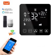 중앙 에어 컨디셔너 용 WiFi 스마트 서모 스탯 팬 코일 유닛 FCU 실내 온도 컨트롤러 냉각 가열 환기|온도 계측기|, 1개, Black, 단일