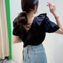 이엘이엘 / (3color) 앞뒤 끈 프릴블라우스