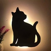 실루엣 무드등 그림자 고양이 강아지 간접등 LED 램프 벽등 센서등 수유등, E.캣츠
