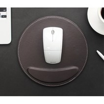 원형 가죽 마우스패드 손목쿠션 보호 사무실 가죽데스크패드 책상패드, 블랙 (958개)