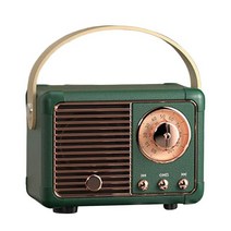 클래식라디오 빈티지 탁상용 소형 효도 미니 레트로 BT 스피커 빈티지 FM 라디오 무선 구식 클래식 스타일, 01 Green, 01 Green