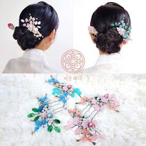 [라온제나 웨딩] 아련나래-플라워 비녀 브로치 혼주 한복 헤어장식 코사지 뒤꽂이 핀 셀프웨딩