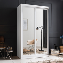 레오가구 슬라이딩쿠페 화이트 투거울 장롱/옷장 (2통구성), 옷봉장, 옷봉장