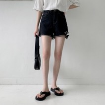 시크블랙 어네빈 데미지 3부 데님 팬츠-PT9785K24