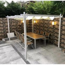 파고라 스카이 어닝 천막 웨이브 차양막 정원 테라스 공원 단독주택 시골집 화이트 틀+화이트 천막, 3*3m화이트 틀+화이트 천막