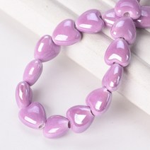 10pcs 12mm 하트 모양 반짝이 광택 유약 된 세라믹 도자기 느슨한 구슬 쥬얼리많은 DIY 공예 만들기, CHINA, 10mm, Light Purple