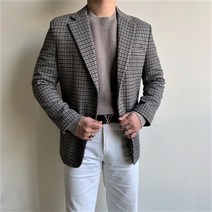 맨즈 클래식 겨울 울 하운드 남자 체크 자켓 블레이저 2컬러