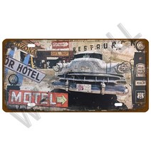 인테리어 명판 장식 Route 66 자동차 버스 번호 번호판 월 아트 FBI 플라크 메탈 빈티지 경고 자동차 번, 14 E0134