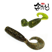 손피싱 댕댕이웜 50개입/광어 다운샷 우럭 쏘가리 광어웜 채비 낚시, 화이트야광 PA10