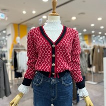 무자크 금장 패턴 브이넥 니트 가디건 M8WKC17