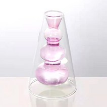 이중글라스 버블 꽃병(핑크) 유리화병, 없음