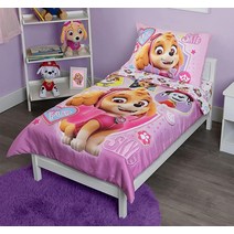 Paw Patrol Toddler Fitted Sheet and Pillow Case Set Red, Pink/Skye Top Pup_Girls 4 Piec