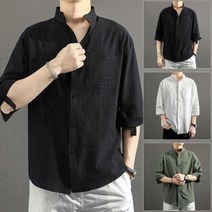 린넨셔츠 7부셔츠 쿨링 여름남방 캐주얼남방 IS-JK25셔츠 정장 캐주얼남방 체크무늬 남성셔츠